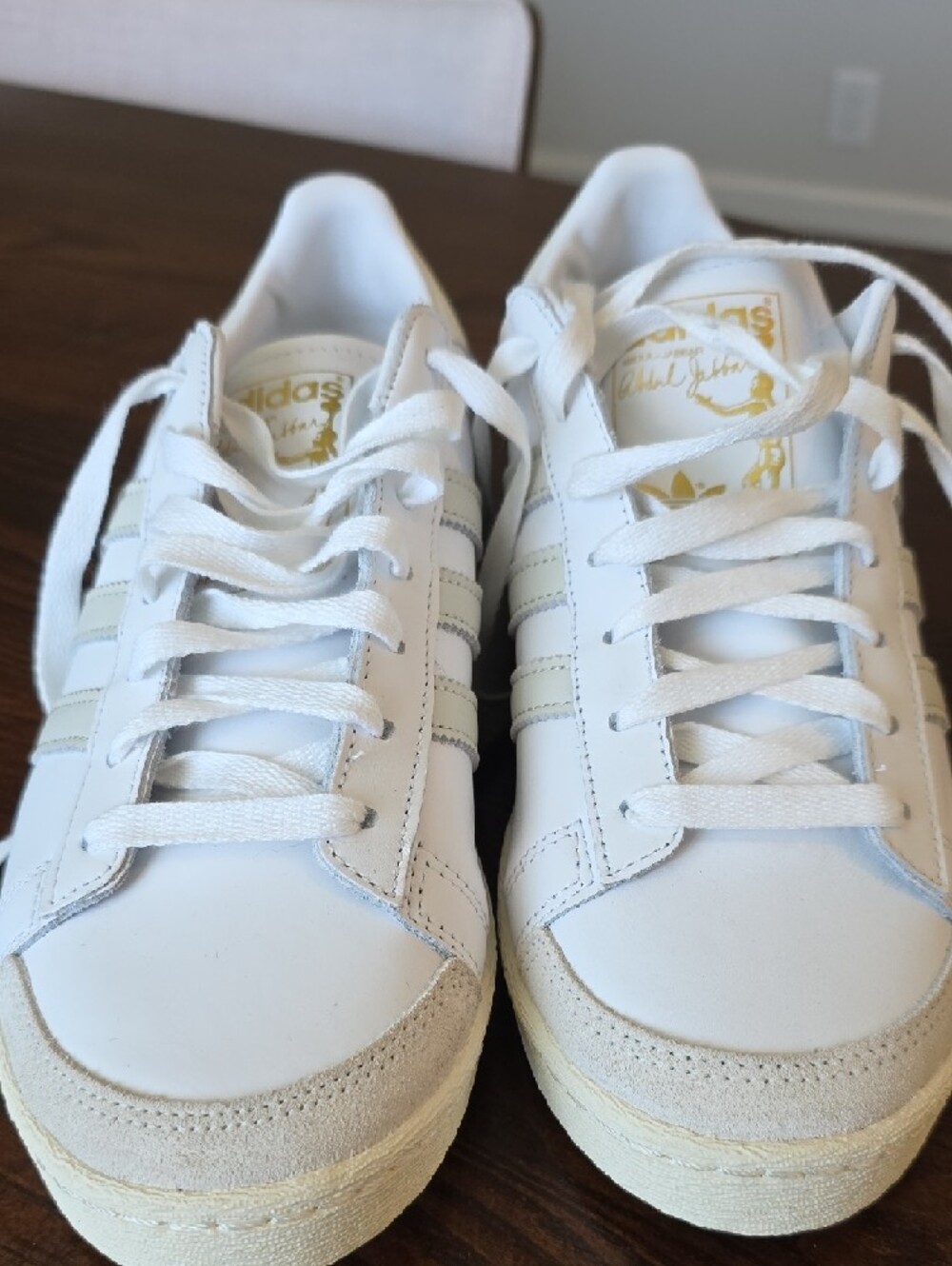 adidas White Leather Low-Top Sneakers with Cream Sole - Picture 4 of 7